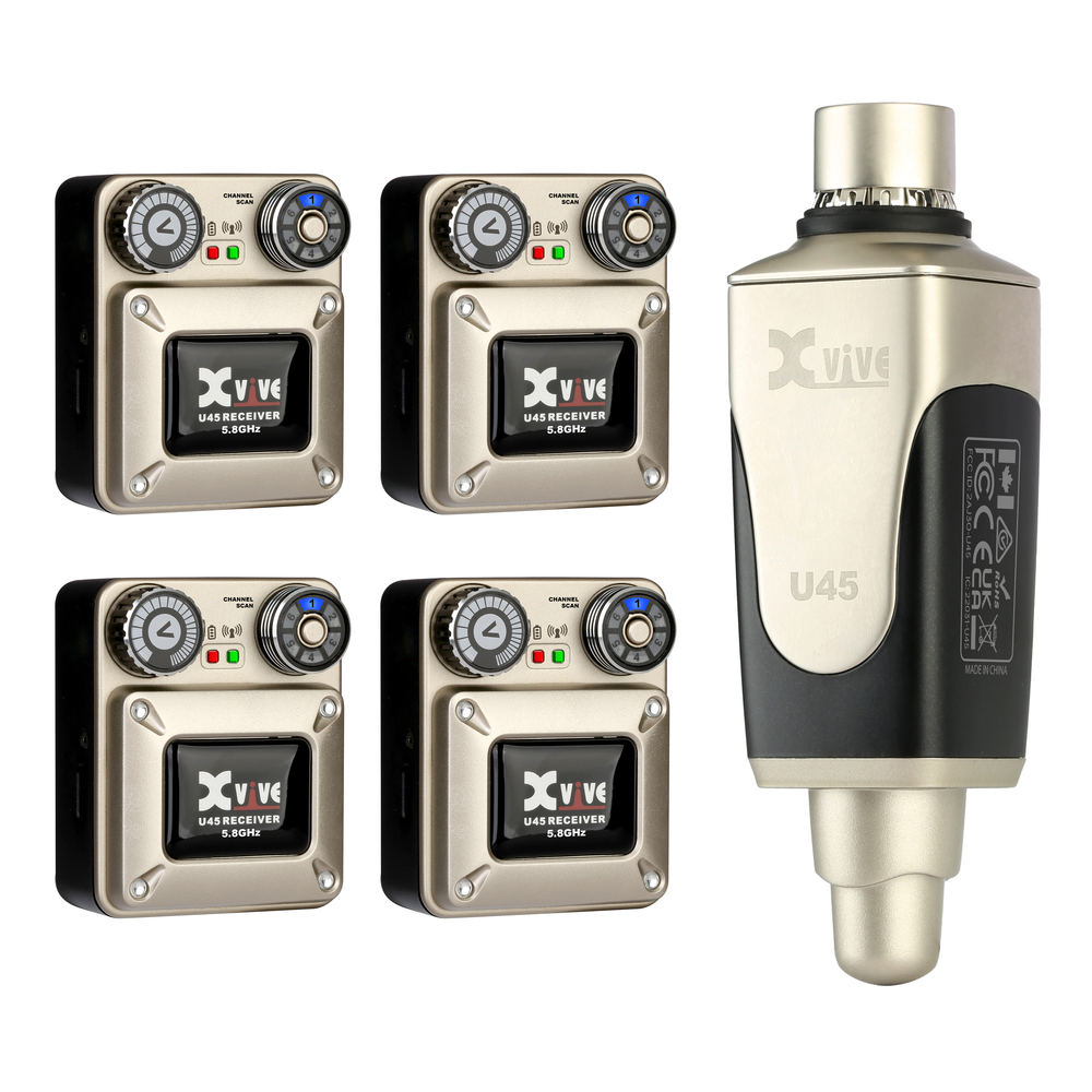 xvive u45r4 5.8ghz wireless in ear monitor system with 4 receivers